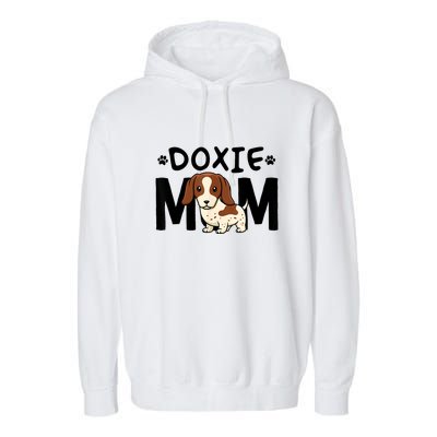 Mama Dog Lover Piebald Dachshund Mom Doxie Gift Garment-Dyed Fleece Hoodie