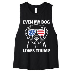 My Dog Loves Trump Women's Racerback Cropped Tank