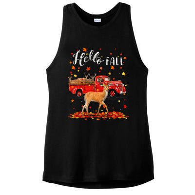 Maple Deer Leaf Fall Autumn Red Truck Gift Ladies PosiCharge Tri-Blend Wicking Tank