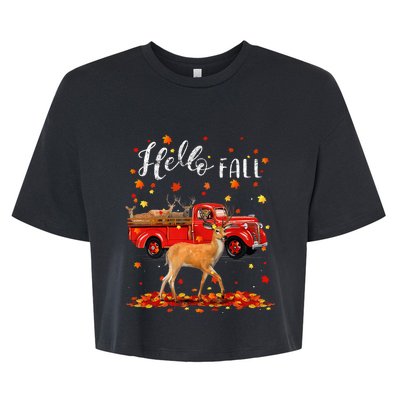 Maple Deer Leaf Fall Autumn Red Truck Gift Bella+Canvas Jersey Crop Tee