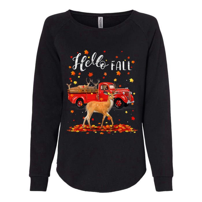 Maple Deer Leaf Fall Autumn Red Truck Gift Womens California Wash Sweatshirt