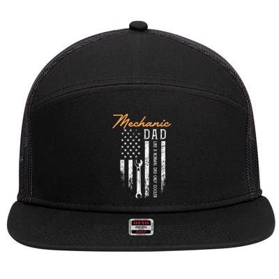 Mechanic Dad Like A Normal Dad Only Cooler USA Flag 7 Panel Mesh Trucker Snapback Hat