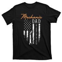 Mechanic Dad Like A Normal Dad Only Cooler USA Flag T-Shirt