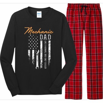 Mechanic Dad Like A Normal Dad Only Cooler USA Flag Long Sleeve Pajama Set