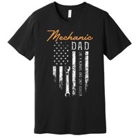 Mechanic Dad Like A Normal Dad Only Cooler USA Flag Premium T-Shirt