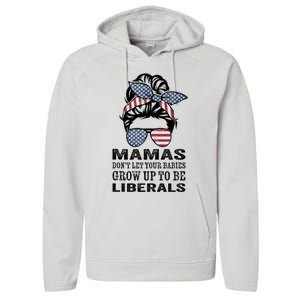 Mamas Don't Let Babies Grow Up To Be Liberals, USA Messy Bun Performance Fleece Hoodie