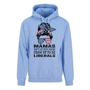 Mamas Don't Let Babies Grow Up To Be Liberals, USA Messy Bun Unisex Surf Hoodie