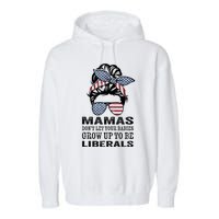 Mamas Don't Let Babies Grow Up To Be Liberals, USA Messy Bun Garment-Dyed Fleece Hoodie