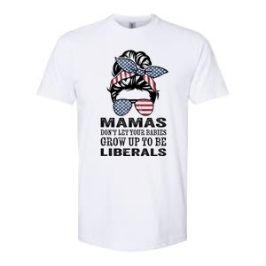 Mamas Don't Let Babies Grow Up To Be Liberals, USA Messy Bun Softstyle CVC T-Shirt