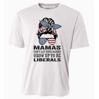 Mamas Don't Let Babies Grow Up To Be Liberals, USA Messy Bun Cooling Performance Crew T-Shirt