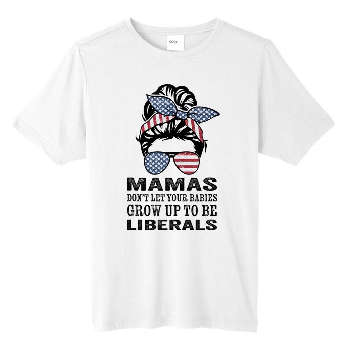 Mamas Don't Let Babies Grow Up To Be Liberals, USA Messy Bun Tall Fusion ChromaSoft Performance T-Shirt