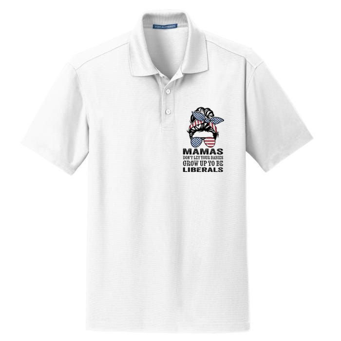 Mamas Don't Let Babies Grow Up To Be Liberals, USA Messy Bun Dry Zone Grid Polo