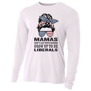 Mamas Don't Let Babies Grow Up To Be Liberals, USA Messy Bun Cooling Performance Long Sleeve Crew