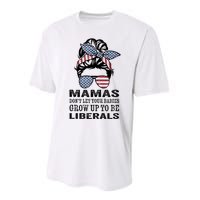 Mamas Don't Let Babies Grow Up To Be Liberals, USA Messy Bun Performance Sprint T-Shirt