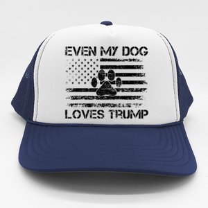 My Dog Loves Trump Funny American Flag Trucker Hat