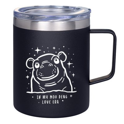 Moo Deng Love Era Minimalist 12oz Stainless Steel Coffee Mug