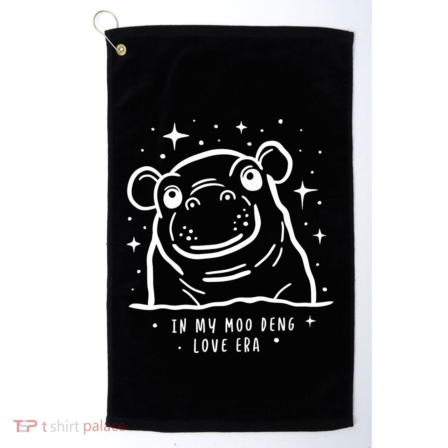 Moo Deng Love Era Minimalist Golf Towel