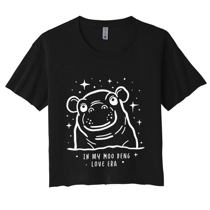 Moo Deng Love Era Minimalist Women's Crop Top Tee