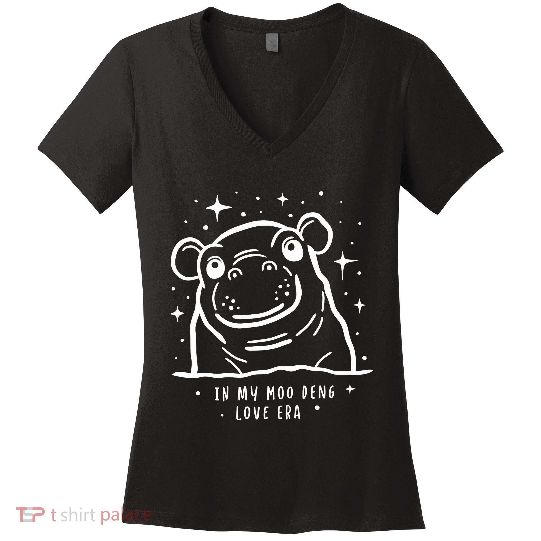 Moo Deng Love Era Minimalist Women's V-Neck T-Shirt
