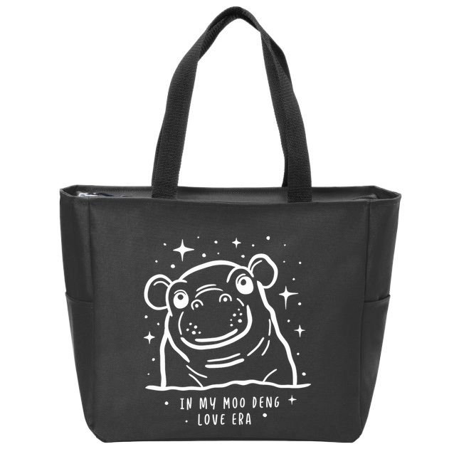 Moo Deng Love Era Minimalist Zip Tote Bag