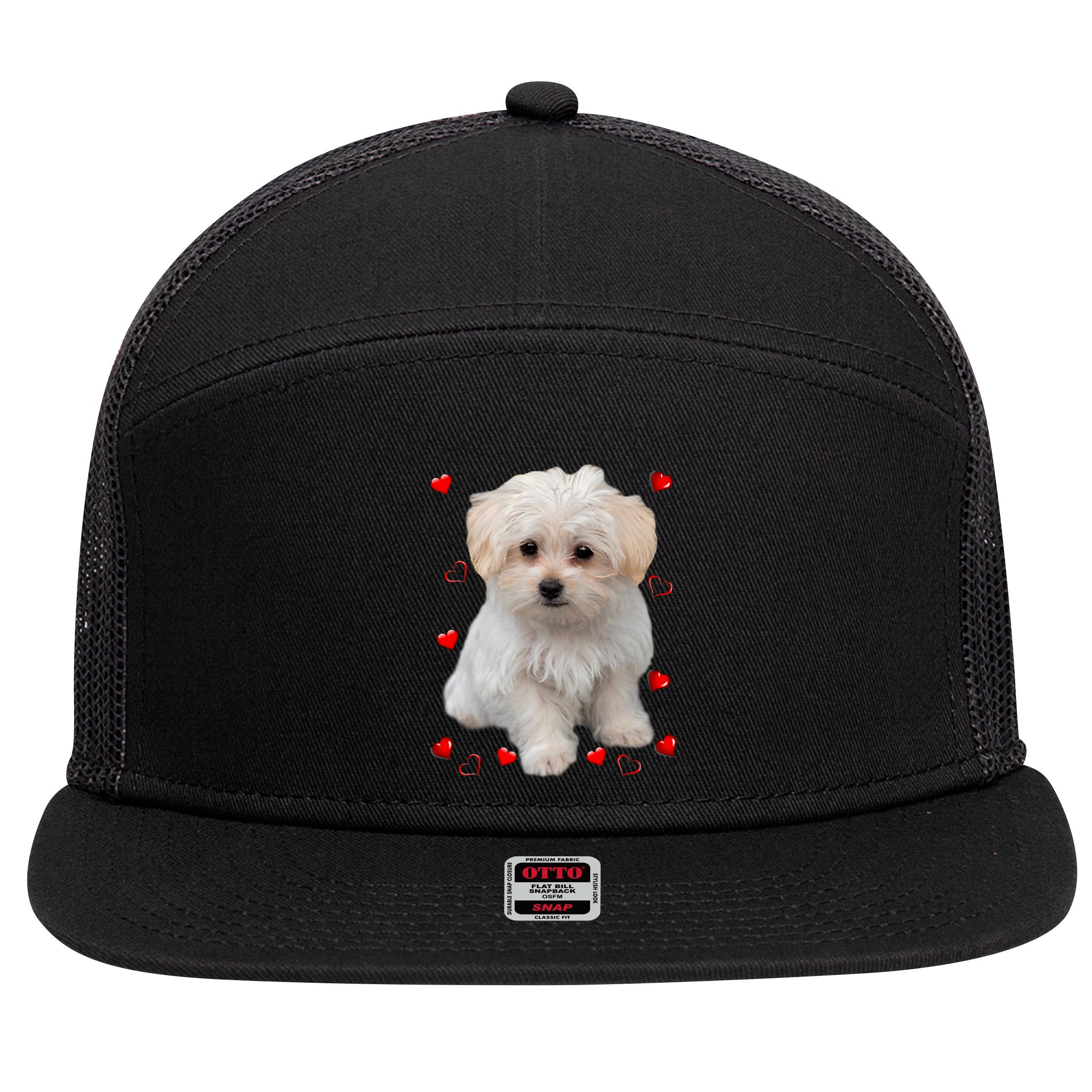 Maltese Dog Lover Dogs Puppies Owners Design 7 Panel Mesh Trucker Snapback Hat
