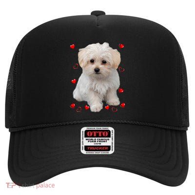 Maltese Dog Lover Dogs Puppies Owners Design High Crown Mesh Back Trucker Hat