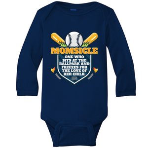 Momsicle Definition Love Proud Baseball Mom Great Gift Baby Long Sleeve Bodysuit