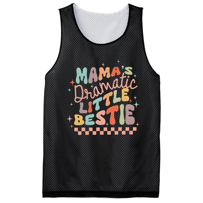 MamaS Dramatic Little Bestie Retro Groovy MamaS Girl Cute Mesh Reversible Basketball Jersey Tank