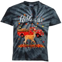 Maple Deer Leaf Fall Autumn Red Truck Gift Kids Tie-Dye T-Shirt