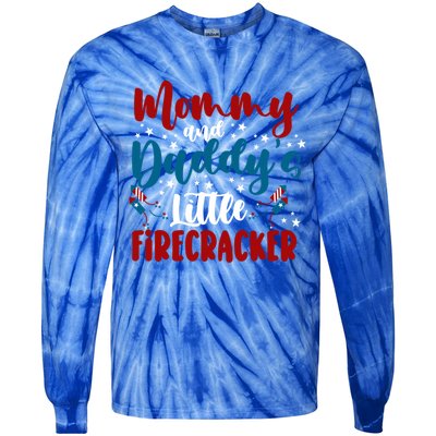 Mommy Daddy Little Firecracker 4th Of July Cute Gift Tie-Dye Long Sleeve Shirt