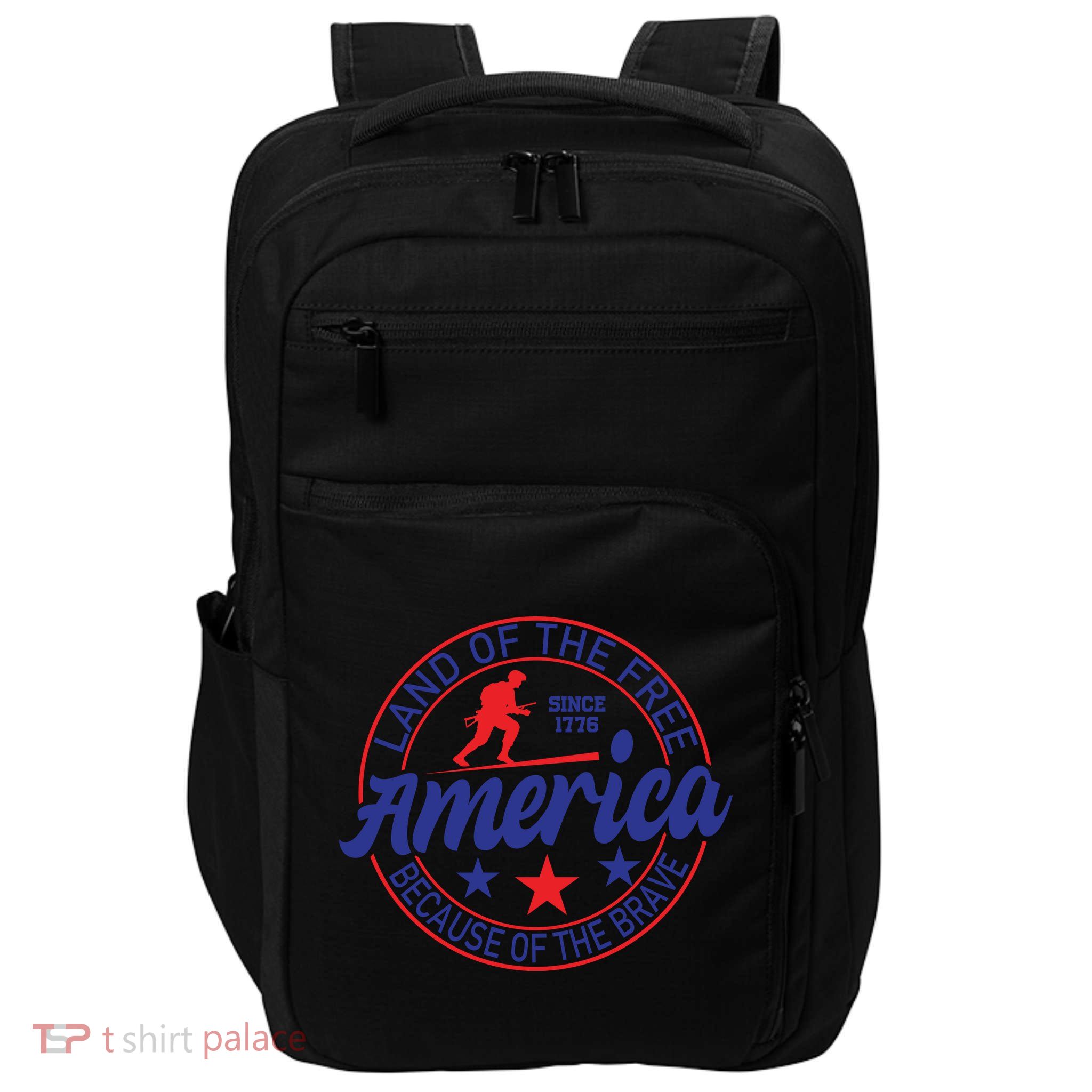 Memorial Day Land Of The Free America Because Of The Brave Since 1776 Gift Impact Tech Backpack