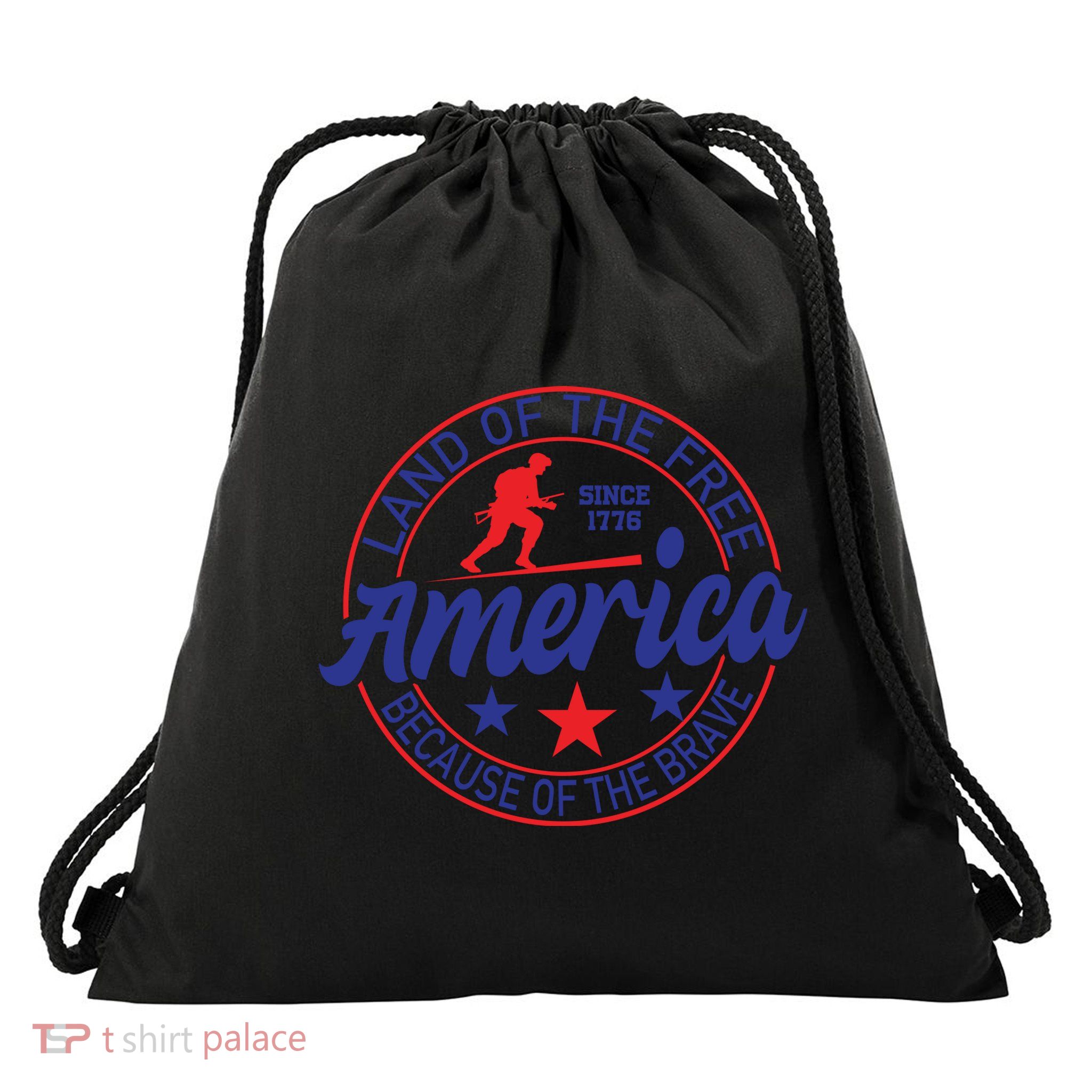 Memorial Day Land Of The Free America Because Of The Brave Since 1776 Gift Drawstring Bag