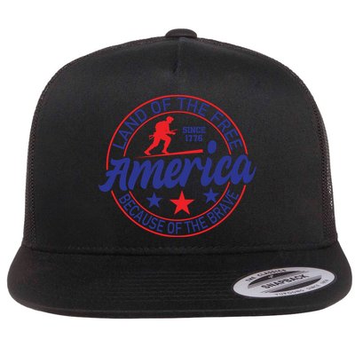 Memorial Day Land Of The Free America Because Of The Brave Since 1776 Gift Flatbill Hat
