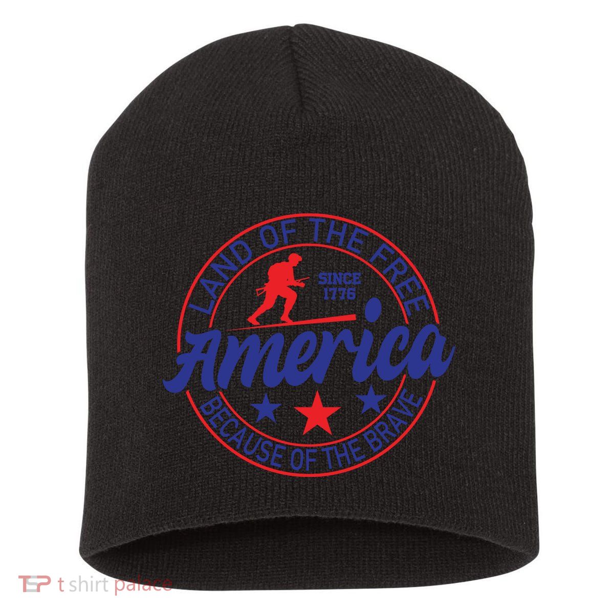 Memorial Day Land Of The Free America Because Of The Brave Since 1776 Gift Short Acrylic Beanie