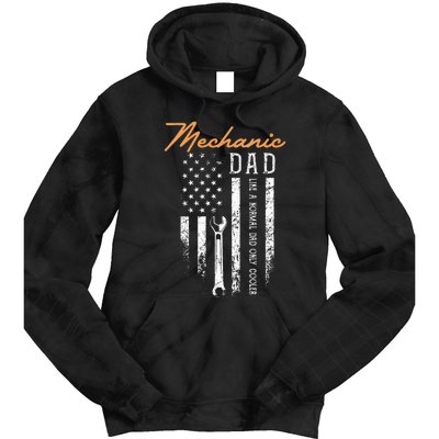 Mechanic Dad Like A Normal Dad Only Cooler USA Flag Tie Dye Hoodie