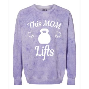 Mother's Day Lifting Workout Kettlebell This Mom Lifts Gift Colorblast Crewneck Sweatshirt