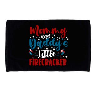 Mommy Daddy Little Firecracker 4th Of July Gift Microfiber Hand Towel