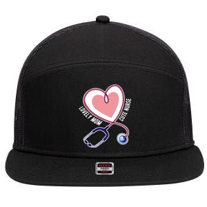 Lovely Mom Cute Nurse Heart Stethoscope Mother's Day  Gift 7 Panel Mesh Trucker Snapback Hat