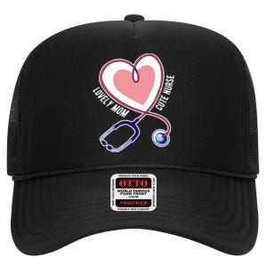 Lovely Mom Cute Nurse Heart Stethoscope Mother's Day  Gift High Crown Mesh Back Trucker Hat