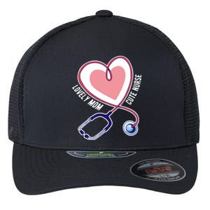 Lovely Mom Cute Nurse Heart Stethoscope Mother's Day  Gift Flexfit Unipanel Trucker Cap