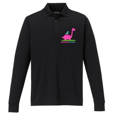 Mommysaurus Dinosaur Mommy Mama Saurus Mother's Day Performance Long Sleeve Polo