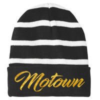 Motown  Detroit Michigan Motor City Music Striped Beanie with Solid Band