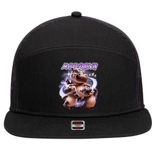 Moo Deng 7 Panel Mesh Trucker Snapback Hat