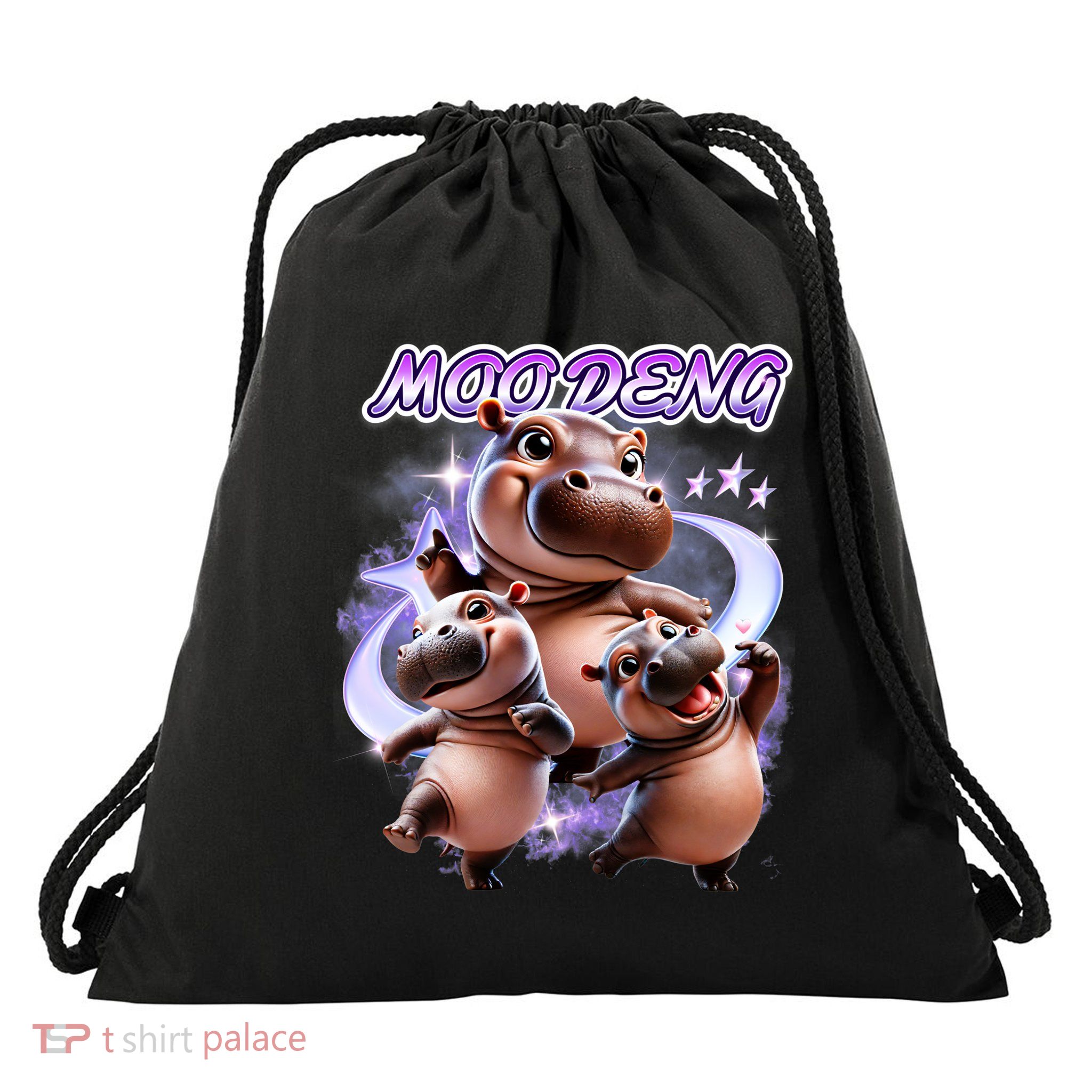 Moo Deng Drawstring Bag
