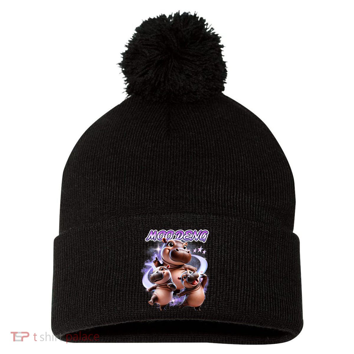 Moo Deng Pom Pom 12in Knit Beanie