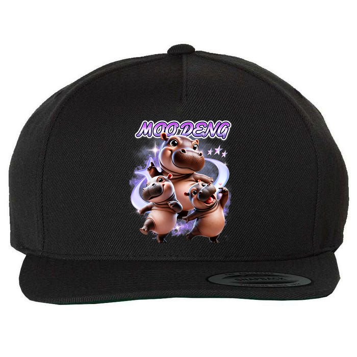 Moo Deng Wool Snapback Cap