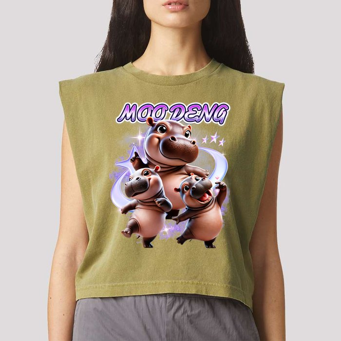 Moo Deng Garment-Dyed Women's Muscle Tee