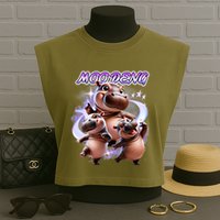 Moo Deng Garment-Dyed Women's Muscle Tee