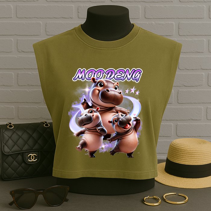 Moo Deng Garment-Dyed Women's Muscle Tee