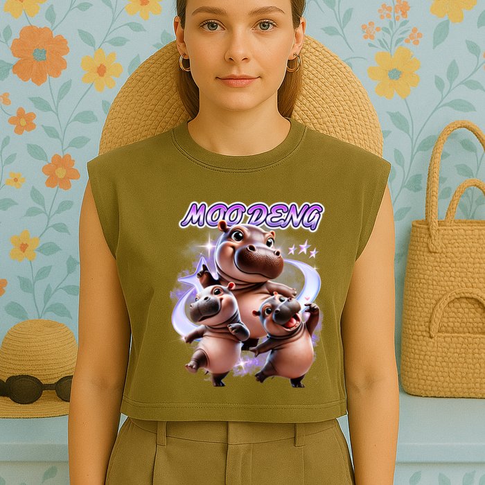 Moo Deng Garment-Dyed Women's Muscle Tee